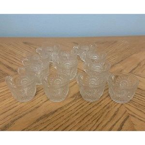 12 Vintage LE Smith Punch Bowl Cups Pinwheel Stars Set Of Glasses